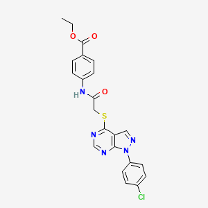 molecular formula C22H18ClN5O3S B2533790 ethyl 4-(2-((1-(4-chlorophenyl)-1H-pyrazolo[3,4-d]pyrimidin-4-yl)thio)acetamido)benzoate CAS No. 893913-86-5