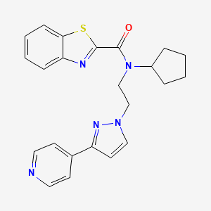 molecular formula C23H23N5OS B2533793 N-环戊基-N-(2-(3-(吡啶-4-基)-1H-吡唑-1-基)乙基)苯并[d]噻唑-2-甲酰胺 CAS No. 2034327-16-5