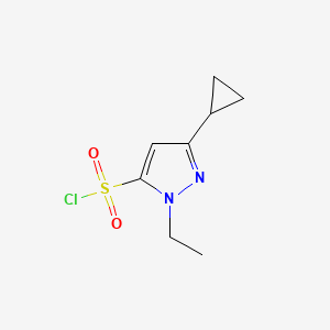 molecular formula C8H11ClN2O2S B2533794 3-Cyclopropyl-1-ethyl-1H-pyrazole-5-sulfonyl chloride CAS No. 1341502-16-6