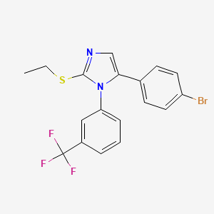 molecular formula C18H14BrF3N2S B2533798 5-(4-bromophenyl)-2-(ethylthio)-1-(3-(trifluoromethyl)phenyl)-1H-imidazole CAS No. 1226427-02-6