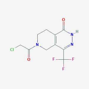 molecular formula C10H9ClF3N3O2 B2533799 6-(2-Chloroacetyl)-4-(trifluoromethyl)-2,5,7,8-tetrahydropyrido[3,4-d]pyridazin-1-one CAS No. 2411299-15-3