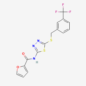 molecular formula C15H10F3N3O2S2 B2533817 N-(5-((3-(Trifluormethyl)benzyl)thio)-1,3,4-thiadiazol-2-yl)furan-2-carboxamid CAS No. 392301-86-9