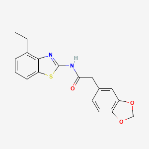 molecular formula C18H16N2O3S B2533849 2-(benzo[d][1,3]dioxol-5-yl)-N-(4-ethylbenzo[d]thiazol-2-yl)acetamide CAS No. 922557-35-5