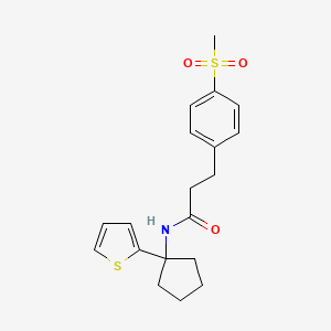 molecular formula C19H23NO3S2 B2533877 3-(4-(methylsulfonyl)phenyl)-N-(1-(thiophen-2-yl)cyclopentyl)propanamide CAS No. 2034509-01-6