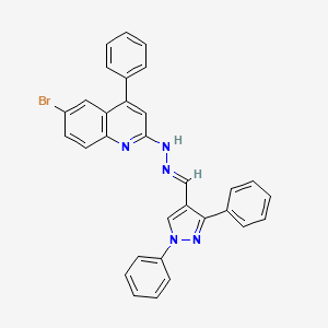 (E)-6-bromo-2-(2-((1,3-diphenyl-1H-pyrazol-4-yl)methylene)hydrazinyl)-4-phenylquinoline