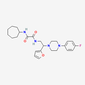 molecular formula C25H33FN4O3 B2533879 N1-环庚基-N2-(2-(4-(4-氟苯基)哌嗪-1-基)-2-(呋喃-2-基)乙基)草酰胺 CAS No. 877632-47-8