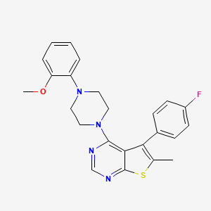 molecular formula C24H23FN4OS B2533884 1-[5-(4-Fluorophenyl)-6-methylthieno[2,3-d]pyrimidin-4-yl]-4-(2-methoxyphenyl)piperazine CAS No. 379236-72-3