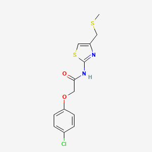molecular formula C13H13ClN2O2S2 B2533898 2-(4-chlorophenoxy)-N-(4-((methylthio)methyl)thiazol-2-yl)acetamide CAS No. 941973-65-5