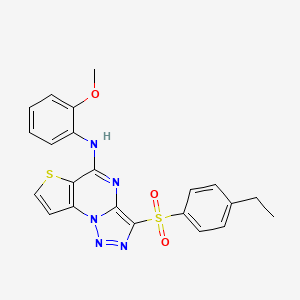 molecular formula C22H19N5O3S2 B2533901 3-((4-ethylphenyl)sulfonyl)-N-(2-methoxyphenyl)thieno[2,3-e][1,2,3]triazolo[1,5-a]pyrimidin-5-amine CAS No. 892743-31-6