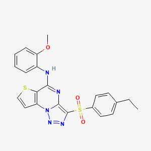 molecular formula C22H19N5O3S2 B2533901 10-(4-éthylbenzènesulfonyl)-N-(2-méthoxyphényl)-5-thia-1,8,11,12-tétraazatricyclo[7.3.0.0^{2,6}]dodéca-2(6),3,7,9,11-pentaène-7-amine CAS No. 892743-31-6