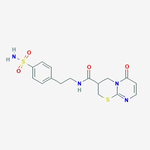 molecular formula C16H18N4O4S2 B2533903 6-oxo-N-(4-sulfamoylphenethyl)-2,3,4,6-tetrahydropyrimido[2,1-b][1,3]thiazine-3-carboxamide CAS No. 1396556-04-9