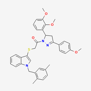 B2533914 1-(5-(2,3-dimethoxyphenyl)-3-(4-methoxyphenyl)-4,5-dihydro-1H-pyrazol-1-yl)-2-((1-(2,5-dimethylbenzyl)-1H-indol-3-yl)thio)ethanone CAS No. 681279-87-8