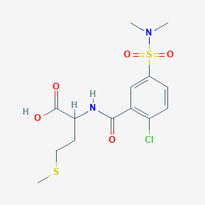 molecular formula C14H19ClN2O5S2 B2533933 2-{[2-Chloro-5-(dimethylsulfamoyl)phenyl]formamido}-4-(methylsulfanyl)butanoic acid CAS No. 1396972-73-8