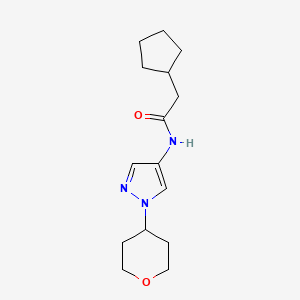 molecular formula C15H23N3O2 B2533937 2-cyclopentyl-N-(1-(tetrahydro-2H-pyran-4-yl)-1H-pyrazol-4-yl)acetamide CAS No. 1797181-97-5