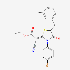 molecular formula C22H19BrN2O3S B2533962 (Z)-ethyl 2-(3-(4-bromophenyl)-5-(3-methylbenzyl)-4-oxothiazolidin-2-ylidene)-2-cyanoacetate CAS No. 786679-71-8