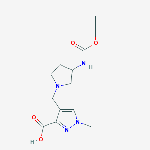 molecular formula C15H24N4O4 B2533964 4-((3-((tert-Butoxycarbonyl)amino)pyrrolidin-1-yl)methyl)-1-methyl-1H-pyrazole-3-carboxylic acid CAS No. 2137619-24-8