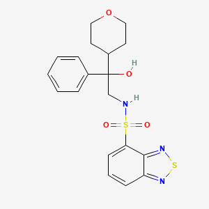 molecular formula C19H21N3O4S2 B2533973 N-(2-hydroxy-2-phenyl-2-(tetrahydro-2H-pyran-4-yl)ethyl)benzo[c][1,2,5]thiadiazole-4-sulfonamide CAS No. 2034239-97-7