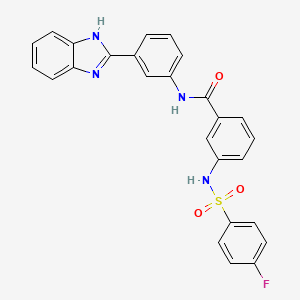 molecular formula C26H19FN4O3S B2533978 N-(3-(1H-苯并[d]咪唑-2-基)苯基)-3-(4-氟苯磺酰氨基)苯甲酰胺 CAS No. 2034441-08-0