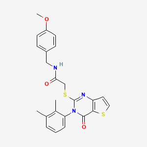 molecular formula C24H23N3O3S2 B2533981 2-{[3-(2,3-dimethylphenyl)-4-oxo-3,4-dihydrothieno[3,2-d]pyrimidin-2-yl]sulfanyl}-N-(4-methoxybenzyl)acetamide CAS No. 1291867-81-6