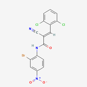 molecular formula C16H8BrCl2N3O3 B2533982 (E)-N-(2-bromo-4-nitrophenyl)-2-cyano-3-(2,6-dichlorophenyl)prop-2-enamide CAS No. 380562-71-0