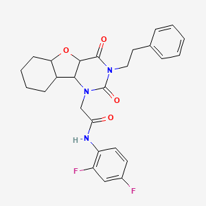 molecular formula C26H19F2N3O4 B2533983 N-(2,4-difluorophenyl)-2-[4,6-dioxo-5-(2-phenylethyl)-8-oxa-3,5-diazatricyclo[7.4.0.0^{2,7}]trideca-1(9),2(7),10,12-tetraen-3-yl]acetamide CAS No. 1351780-10-3