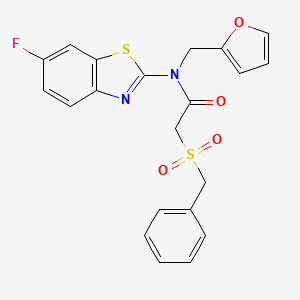 molecular formula C21H17FN2O4S2 B2533986 2-(benzylsulfonyl)-N-(6-fluorobenzo[d]thiazol-2-yl)-N-(furan-2-ylmethyl)acetamide CAS No. 922453-64-3