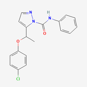 molecular formula C18H16ClN3O2 B2533988 5-[1-(4-chlorophenoxy)ethyl]-N-phenyl-1H-pyrazole-1-carboxamide CAS No. 321999-01-3