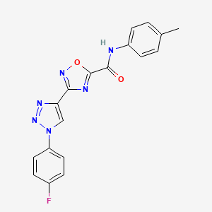 molecular formula C18H13FN6O2 B2533992 3-[1-(4-fluorophenyl)-1H-1,2,3-triazol-4-yl]-N~5~-(4-methylphenyl)-1,2,4-oxadiazole-5-carboxamide CAS No. 1251608-32-8