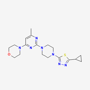 molecular formula C18H25N7OS B2533998 4-[2-[4-(5-Cyclopropyl-1,3,4-thiadiazol-2-yl)piperazin-1-yl]-6-methylpyrimidin-4-yl]morpholine CAS No. 2415517-85-8