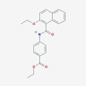 molecular formula C22H21NO4 B253400 Ethyl 4-[(2-ethoxy-1-naphthoyl)amino]benzoate 