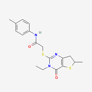 molecular formula C18H21N3O2S2 B2534001 2-((3-乙基-6-甲基-4-氧代-3,4,6,7-四氢噻吩并[3,2-d]嘧啶-2-基)硫代)-N-(对甲苯基)乙酰胺 CAS No. 851409-36-4