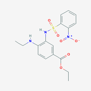 molecular formula C17H19N3O6S B2534004 Ethyl 4-(ethylamino)-3-[(2-nitrophenyl)sulfonylamino]benzoate CAS No. 1090854-19-5