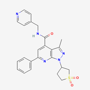 molecular formula C24H23N5O3S B2534011 1-(1,1-ジオキシドテトラヒドロチオフェン-3-イル)-3-メチル-6-フェニル-N-(ピリジン-4-イルメチル)-1H-ピラゾロ[3,4-b]ピリジン-4-カルボキサミド CAS No. 1021075-03-5