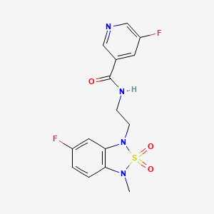 molecular formula C15H14F2N4O3S B2534015 5-fluoro-N-(2-(6-fluoro-3-methyl-2,2-dioxidobenzo[c][1,2,5]thiadiazol-1(3H)-yl)ethyl)nicotinamide CAS No. 2034454-43-6