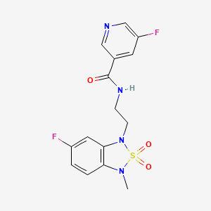 molecular formula C15H14F2N4O3S B2534015 5-氟-N-(2-(6-氟-3-甲基-2,2-二氧化苯并[c][1,2,5]噻二唑-1(3H)-基)乙基)烟酰胺 CAS No. 2034454-43-6