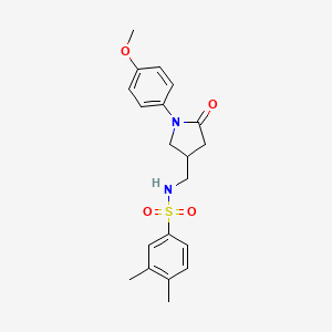 molecular formula C20H24N2O4S B2534025 N-((1-(4-methoxyphenyl)-5-oxopyrrolidin-3-yl)methyl)-3,4-dimethylbenzenesulfonamide CAS No. 954604-98-9