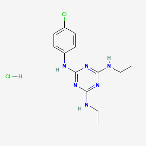 molecular formula C13H18Cl2N6 B2534032 N2-(4-chlorophenyl)-N4,N6-diethyl-1,3,5-triazine-2,4,6-triamine hydrochloride CAS No. 1179500-47-0