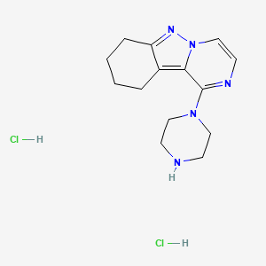molecular formula C14H21Cl2N5 B2534075 1-(Piperazin-1-yl)-7,8,9,10-tetrahydropyrazino[1,2-b]indazole dihydrochloride CAS No. 2034479-25-7