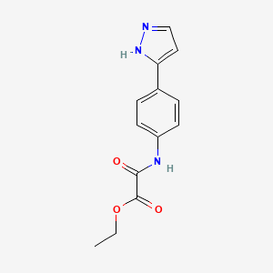 molecular formula C13H13N3O3 B2534080 ethyl 2-((4-(1H-pyrazol-3-yl)phenyl)amino)-2-oxoacetate CAS No. 1206995-62-1