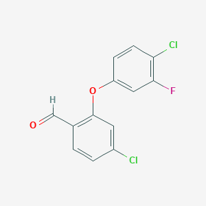 molecular formula C13H7Cl2FO2 B2534089 4-氯-2-(4-氯-3-氟苯氧基)苯甲醛 CAS No. 1770713-36-4