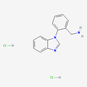 molecular formula C14H15Cl2N3 B2534093 1-[2-(1H-Benzimidazol-1-yl)phenyl]methanamine dihydrochloride CAS No. 1458593-59-3