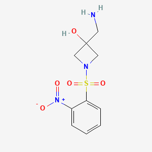 molecular formula C10H13N3O5S B2534109 3-(Aminomethyl)-1-(2-nitrophenyl)sulfonylazetidin-3-ol CAS No. 2138060-67-8