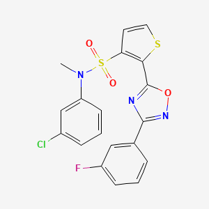 molecular formula C19H13ClFN3O3S2 B2534111 N-(3-chlorophenyl)-2-[3-(3-fluorophenyl)-1,2,4-oxadiazol-5-yl]-N-methylthiophene-3-sulfonamide CAS No. 1251569-09-1