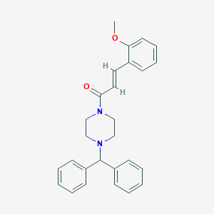 molecular formula C27H28N2O2 B253414 2-[3-(4-Benzhydryl-1-piperazinyl)-3-oxo-1-propenyl]phenyl methyl ether 