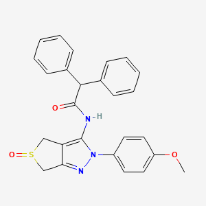 molecular formula C26H23N3O3S B2534150 N-[2-(4-甲氧基苯基)-5-氧代-4,6-二氢噻吩并[3,4-c]吡唑-3-基]-2,2-二苯基乙酰胺 CAS No. 1020246-04-1