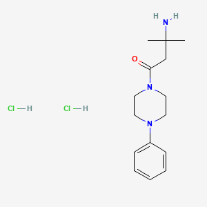 molecular formula C15H25Cl2N3O B2534156 3-氨基-3-甲基-1-(4-苯基哌嗪-1-基)丁烷-1-酮二盐酸盐 CAS No. 1584493-50-4