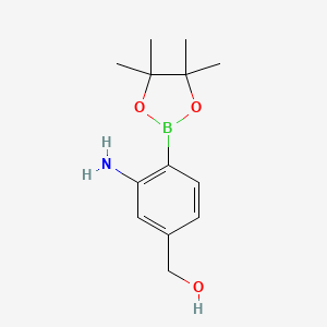 molecular formula C13H20BNO3 B2534158 （3-氨基-4-(四甲基-1,3,2-二氧杂硼环-2-基)苯基)甲醇 CAS No. 2377611-36-2