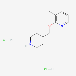 molecular formula C12H20Cl2N2O B2534162 3-甲基-2-[(哌啶-4-基)甲氧基]吡啶二盐酸盐 CAS No. 2097936-20-2