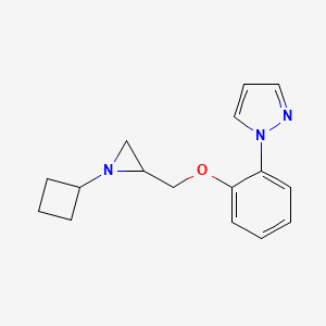 molecular formula C16H19N3O B2534163 1-[2-[(1-Cyclobutylaziridin-2-yl)methoxy]phenyl]pyrazole CAS No. 2411262-56-9