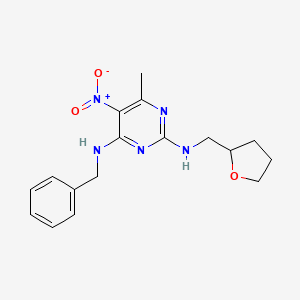 molecular formula C17H21N5O3 B2534164 N4-benzyl-6-methyl-5-nitro-N2-((tetrahydrofuran-2-yl)methyl)pyrimidine-2,4-diamine CAS No. 1257547-98-0